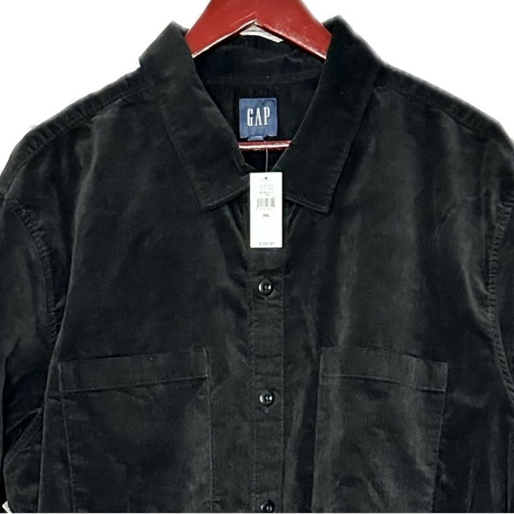 NWT Gap Shirt Jacket / Shacket Black Velour XXL - Picture 4 of 5